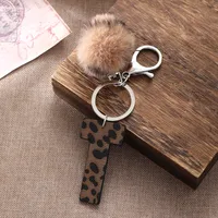 Retro Letter Leopard Alloy Plush Unisex Keychain main image 3