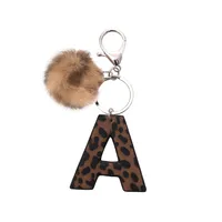 Retro Letter Leopard Alloy Plush Unisex Keychain main image 2