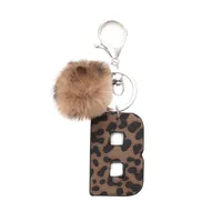 Retro Letter Leopard Alloy Plush Unisex Keychain sku image 2