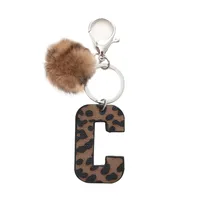 Retro Letter Leopard Alloy Plush Unisex Keychain sku image 3