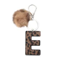 Retro Letter Leopard Alloy Plush Unisex Keychain sku image 5
