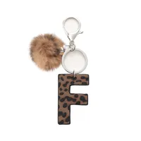 Retro Letter Leopard Alloy Plush Unisex Keychain sku image 6