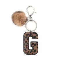 Retro Letter Leopard Alloy Plush Unisex Keychain sku image 7