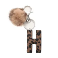 Retro Letter Leopard Alloy Plush Unisex Keychain sku image 8