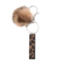 Retro Letter Leopard Alloy Plush Unisex Keychain sku image 9