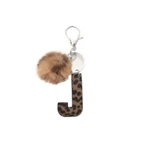 Retro Letter Leopard Alloy Plush Unisex Keychain sku image 10