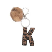 Retro Letter Leopard Alloy Plush Unisex Keychain sku image 11