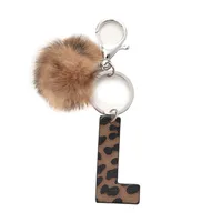 Retro Letter Leopard Alloy Plush Unisex Keychain sku image 12