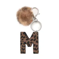 Retro Letter Leopard Alloy Plush Unisex Keychain sku image 13