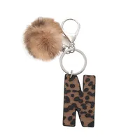 Retro Letter Leopard Alloy Plush Unisex Keychain sku image 14