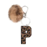 Retro Letter Leopard Alloy Plush Unisex Keychain sku image 16