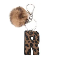 Retro Letter Leopard Alloy Plush Unisex Keychain sku image 18