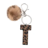 Retro Letter Leopard Alloy Plush Unisex Keychain sku image 20