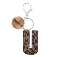 Retro Letter Leopard Alloy Plush Unisex Keychain sku image 21