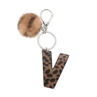 Retro Letter Leopard Alloy Plush Unisex Keychain sku image 22