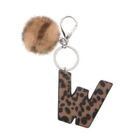 Retro Letter Leopard Alloy Plush Unisex Keychain sku image 23