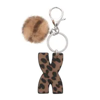 Retro Letter Leopard Alloy Plush Unisex Keychain sku image 24
