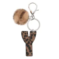 Retro Letter Leopard Alloy Plush Unisex Keychain sku image 25