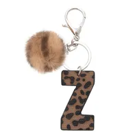 Retro Letter Leopard Alloy Plush Unisex Keychain sku image 26