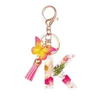 Modern Style Letter Flower Butterfly Resin Women's Keychain sku image 11