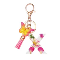 Modern Style Letter Flower Butterfly Resin Women's Keychain sku image 24