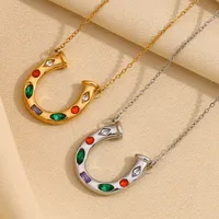 French Style U Shape 304 Stainless Steel Plating 18K Gold Plated Women's Pendant Necklace main image 1