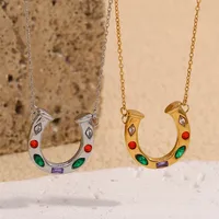 French Style U Shape 304 Stainless Steel Plating 18K Gold Plated Women's Pendant Necklace main image 3