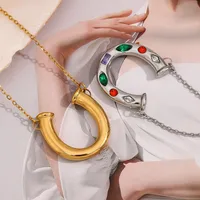 French Style U Shape 304 Stainless Steel Plating 18K Gold Plated Women's Pendant Necklace main image 4