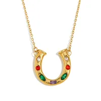 French Style U Shape 304 Stainless Steel Plating 18K Gold Plated Women's Pendant Necklace sku image 1