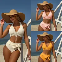 Women's Solid Color 2 Pieces Set Swimwear main image 1