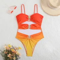 Women's Sexy Gradient Color Hollow Out 1 Piece One Piece Swimwear main image 4