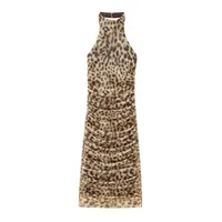 Women's Sheath Dress Elegant Halter Neck Sleeveless Leopard Midi Dress Holiday Banquet Selfie main image 2