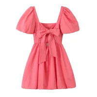 Women's Sheath Dress Elegant Square Neck Short Sleeve Solid Color Above Knee Holiday Banquet Selfie main image 3