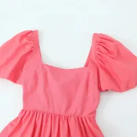 Women's Sheath Dress Elegant Square Neck Short Sleeve Solid Color Above Knee Holiday Banquet Selfie main image 4