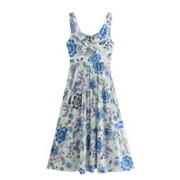 Women's Floral Dress Elegant V Neck Sleeveless Printing Midi Dress Holiday Banquet Selfie main image 2