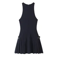 Women's Sheath Dress Elegant Round Neck Sleeveless Solid Color Above Knee Holiday Banquet Selfie main image 3