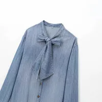Women's Blouse Long Sleeve Blouses Bowknot Simple Style Solid Color main image 4