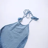 Women's Denim Dress Simple Style Halter Neck Backless Sleeveless Solid Color Maxi Long Dress Casual Daily main image 5