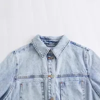 Women's Denim Dress Simple Style Turndown Long Sleeve Solid Color Above Knee Casual Holiday Daily main image 4