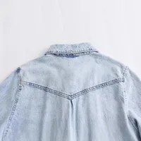Women's Denim Dress Simple Style Turndown Long Sleeve Solid Color Above Knee Casual Holiday Daily main image 5