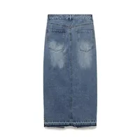 Women's Denim Skirt Simple Style Slit Solid Color Maxi Long Dress Casual Daily main image 5