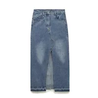 Women's Denim Skirt Simple Style Slit Solid Color Maxi Long Dress Casual Daily main image 3