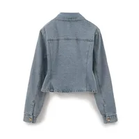 Casual Holiday Daily Women's Simple Style Color Block Denim Slit Skirt Sets Shorts Sets main image 4