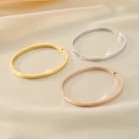 Simple Style Oval 304 Stainless Steel 18K Gold Plated Women's Bangle main image 3
