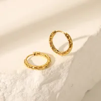1 Pair Elegant Vacation Simple Style Geometric Irregular Polishing 304 Stainless Steel 18K Gold Plated Hoop Earrings main image 4