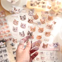 3 Sheets Per Pack Cat Learning School PVC Paper Cute Stickers main image 1