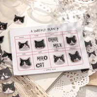 3 Sheets Per Pack Cat Learning School PVC Paper Cute Stickers main image 4