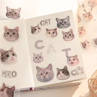 3 Sheets Per Pack Cat Learning School PVC Paper Cute Stickers main image 6