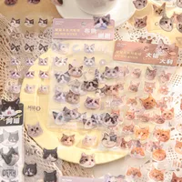 3 Sheets Per Pack Cat Learning School PVC Paper Cute Stickers main image 2