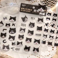 3 Sheets Per Pack Cat Learning School PVC Paper Cute Stickers main image 3